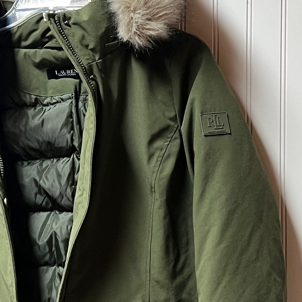 Ralph Lauren Down Parka Logan Olive Green Jacket S Excellent